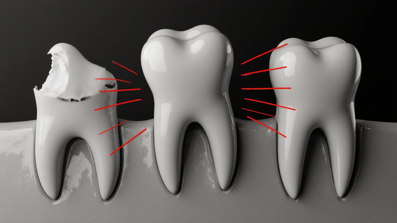 Chybějící molár způsobuje posunutí zubů a úbytek kosti.
