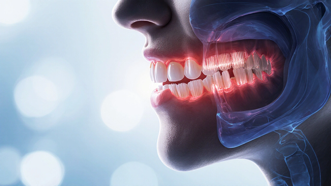 Profily úst s čistými zuby a zdravými dásněmi po použití kartáčku Curaprox.