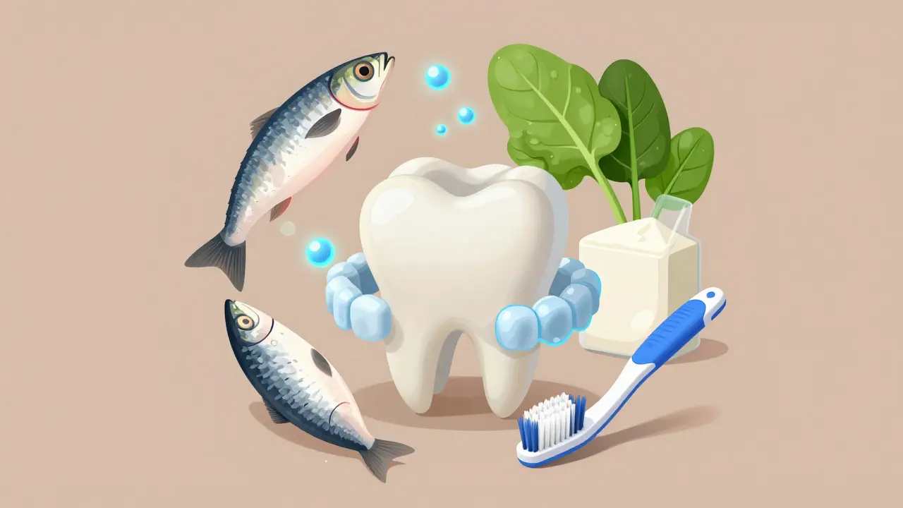 Zub chráněný vápníkem, fluoridem a ochrannou noční štítovkou.