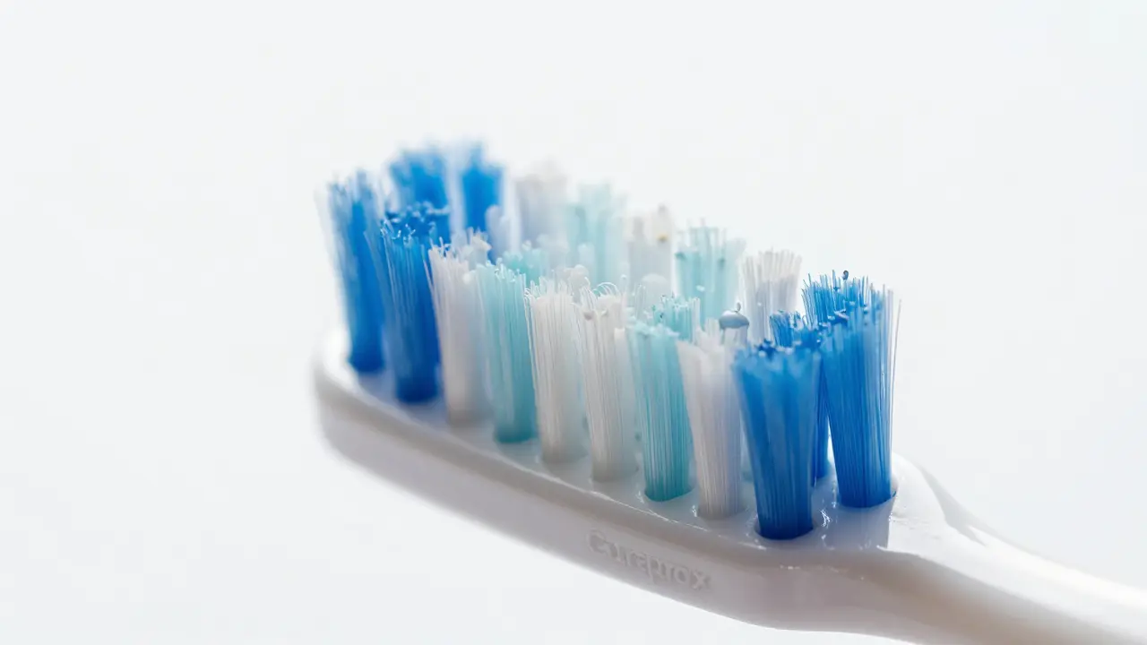 Modré štítky na štěticích Curaprox ukazují čas na výměnu.