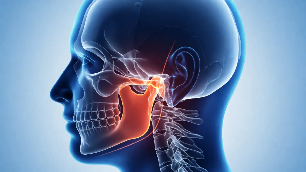 Anatomické znázornění zatíženého čelistního kloubu TMK